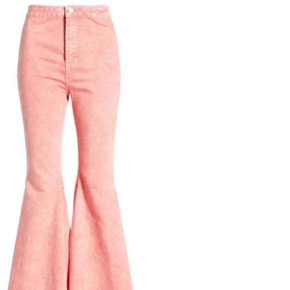 NWT Free People Just Float On Pink Denim Flared Jeans 27 - Picture 9 of 10